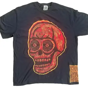 Fireball Skull  Hand printed Limited Edition T Shirt Cotton Menswear Top Tshirt Graphic Streetwear