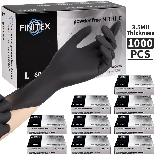 3.5Mil Black Nitrile Disposable Gloves, Latex&Powder Free Durable Professional Ambidextrous Work Cleaning Gloves for Cleaning Gardening Food Prep Cooking Painting DIY Outdoor Light Mechanic Work Household Hardware Tasks