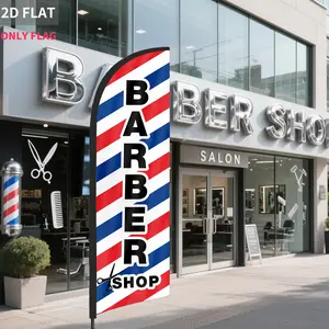 1count 2D FLAT Single sided Barber Shop Outside Feather Flag Banner- Polyester 60x180cm, Ideal for barber shop Outdoor Decoration, Barber Accessories, Decorative Banner