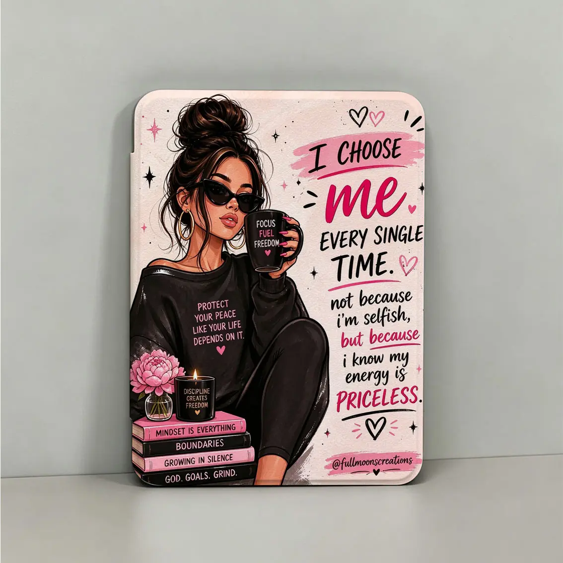E-Reader Protective Case with Wake-Sleep Auto Function, TPU+PU Leather Transparent Back, Self-Love Themed Self-Selected Design, Compatible with 6-7 in Devices (Paperwhite 11th/12th Gen, Kindle 2022/2024), Holiday Gift Option