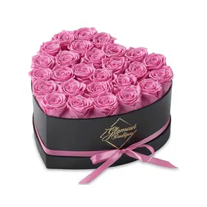 Immortal Love Black Heart | 27 Pink Roses Box Decor