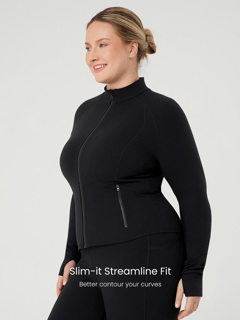 GLOWMODE FeatherFit Plus Size Slim-It Streamline Performance Secure Pockets Zip Up Jacket TikTokShopBlackFriday