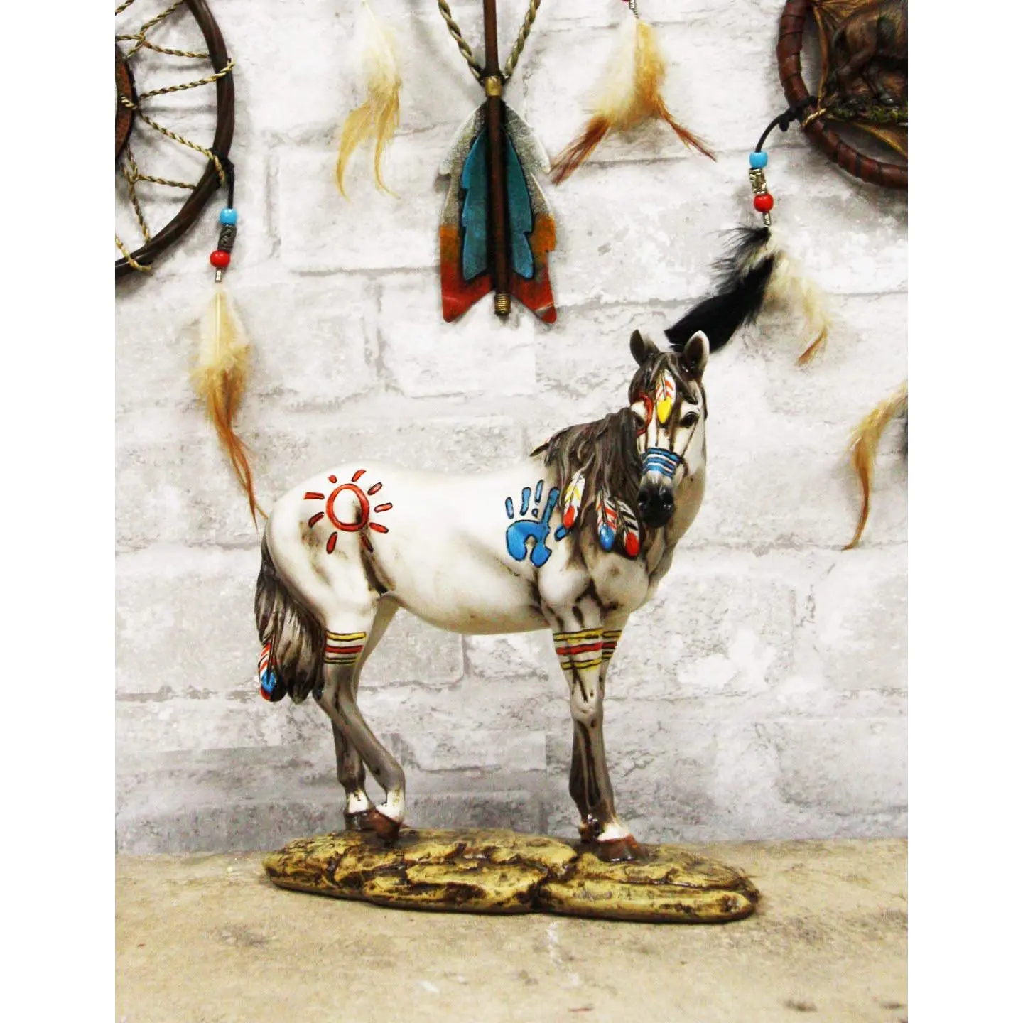 Ebros Native Indian Tribal Beauty Medicine Spirit Horse Hand Crafted Statue 8"H Decor