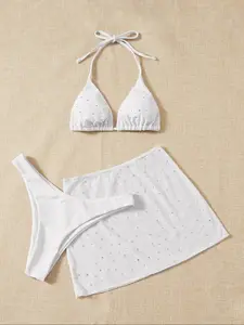 Beach Bikini Set and Matching Skirt 3-Piece Set