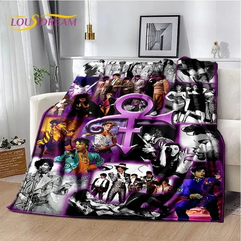 Legend Music Artist Purple Tone Collage Print Flannel Throw Blanket, Soft Warm Cozy Cover for Bedroom Sofa Picnic Travel Office, Stylish Hobby Fan Home Decor Gift