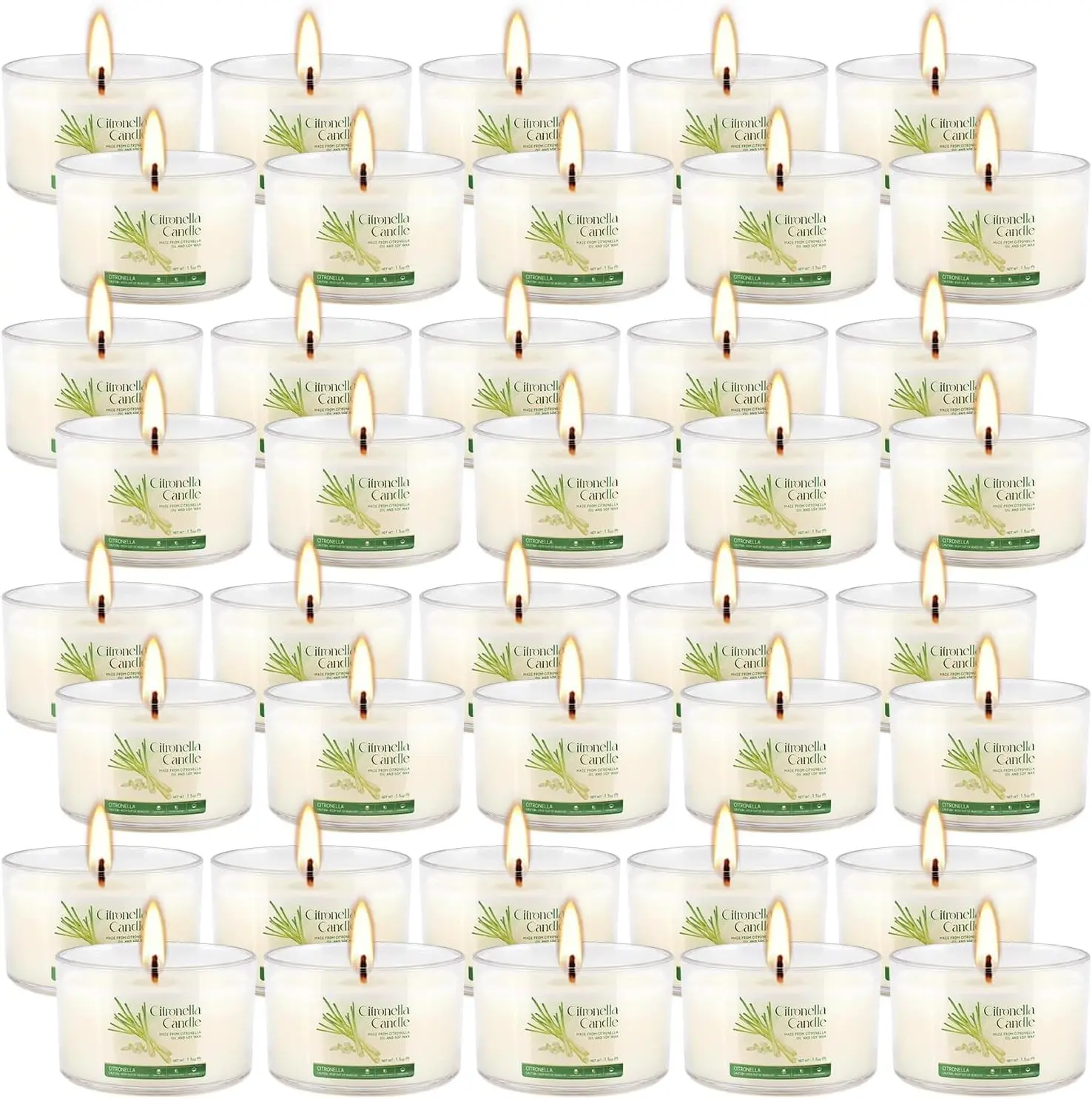 40 Pack Citronella Candles Bulk, Long Burning Portable Travel Size Soy Wax Candles with Natural Citronella Oil, Small Acrylic Jar Candle Set for Patio, Backyard, Camping, Indoor Outside