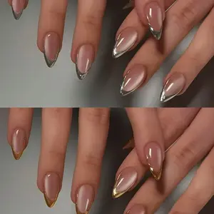 48 Piece Nude Gradient Nail Set, Nail Care, Nail Art Diy, & Silver Color French Style, French Tips, Full Tool Kit, Reusable for Students, Must-Have Stockpile Item!