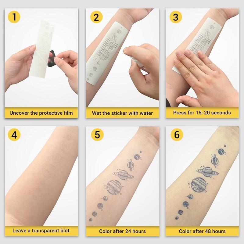 INKARTLINK Magic Tattoo 2 Sheets, Waterproof, Semi-permanent, Long-lasting, Temporary, Simple Fake Tattoo Sticker, Love Lightning, Juice, Art, Party