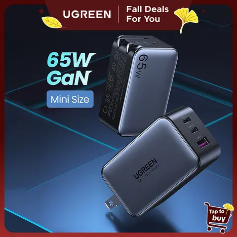 UGREEN Nexode 65W GaN USB C Wall Charger, 3-Port Compact Foldable Fast Charger Power Adapter for iPhone 17/16/15 Series, Galaxy S25/S24, Pixel 10/9, MacBook Pro/Air, Dell XPS, iPad Pro (Black),tiktokshopfalldealsforyou