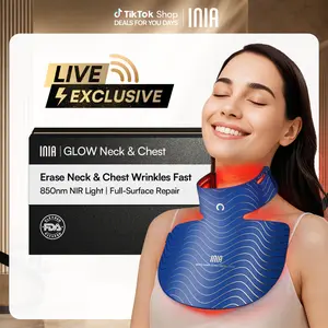 【LIVE EXCLUSIVE】INIA GLOW Neck & Chest Red Light Mask – 850nm NIR | Fade Wrinkles & Spots | Lift & Firm in 4 Weeks - Red Light Skincare Device with 2600mAh Rechargeable Controller, Clinic-Grade, Full Coverage,Summer Beauty Gift Ideas