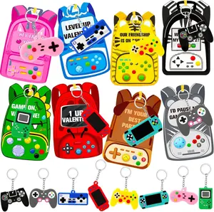 24 Pack Valentine’s Day Cards with Video Game Keychains for Kids – Classroom Exchange Gifts, School Valentine Party Favors, Goodie Bag Stuffers, Boys & Girls Toys