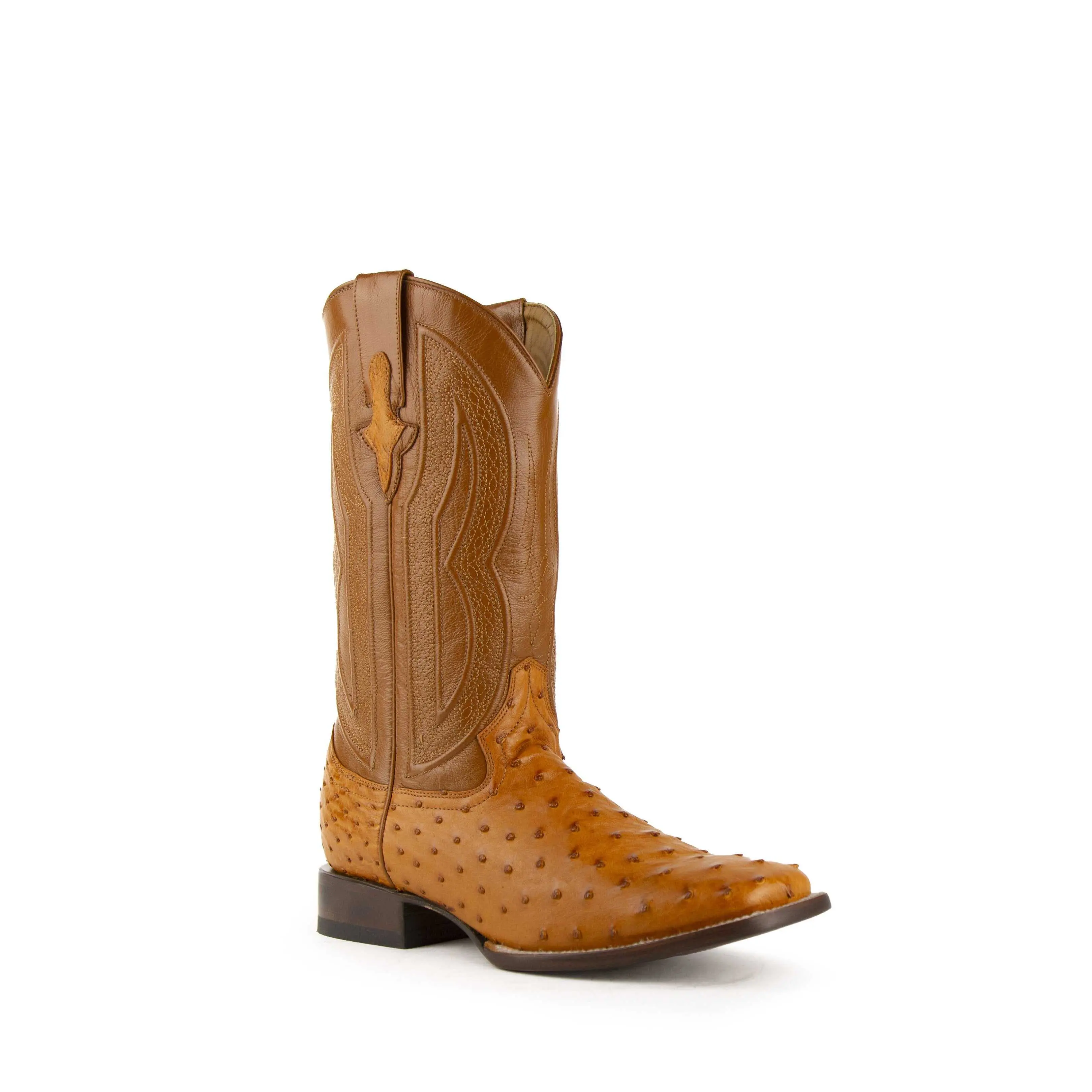 Men's Ferrini Colt Full Quill Ostrich Boots Handcrafted Cognac