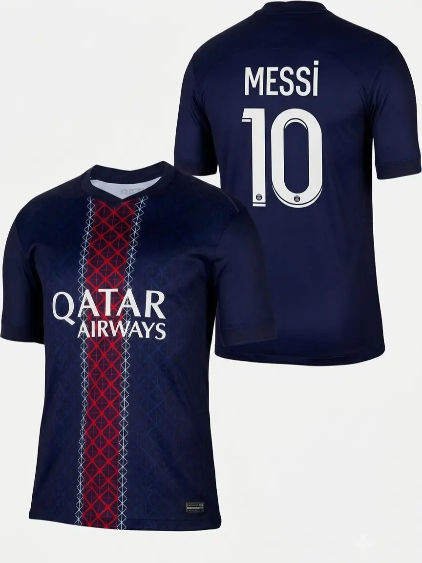 Messi Retro 2021/22 Red Navy Striped Soccer Jersey – Vintage Football Shirt, Long Sleeve Number 10 Sportswear, Classic Matchday Athletic Top, Breathable Quick-Dry Performance Fabric, Unisex Soccer Fan Streetwear