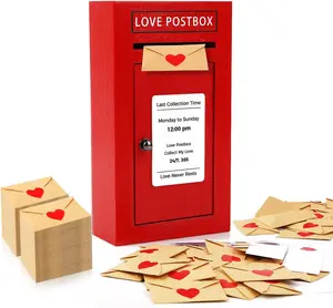 Romantic Love Postbox with 50 Mini Love Notes and Envelopes for Him, Cute Couple Gifts for Boyfriend, LoveLetter, Long Distance Relationship Gifts