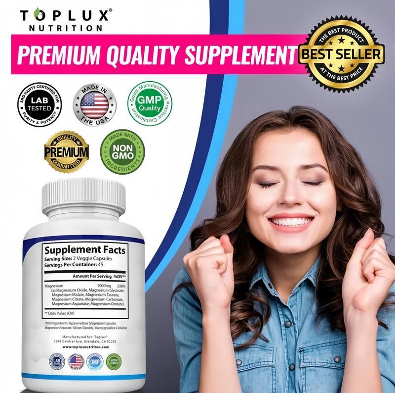 Bestselling Toplux Magnesium Complex Tablets8essential magnesium supplements,1000mg vitamindietaryfitness edible