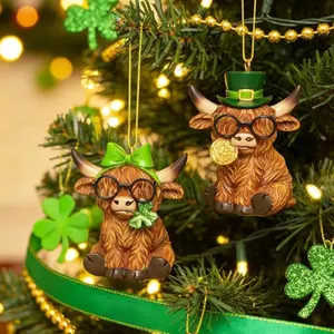 New Two-Piece Eyeglasses Bull Statue Ornament Craftsmanship, Decorative Figurine Set for Home & Office, Unique Gift Idea