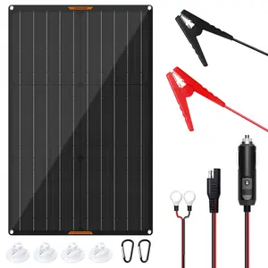 MHPOWOS 30W 12V Solar Panel Battery Charger Maintainer, Portable Waterproof Solar Trickle Charger with Built-in Charge Controller for Car, Truck,Tractor, Boat, etc