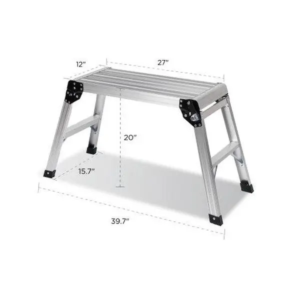 Heavy-Duty Aluminum Folding Work Platform Work Bench Ladder - 330 lbs Load Capacity, Non-Slip Feet, Easy Assembly, Compact Storage, Multi-Use for Painting, Home Decoration, Car Washing, Window Cleaning, Camping