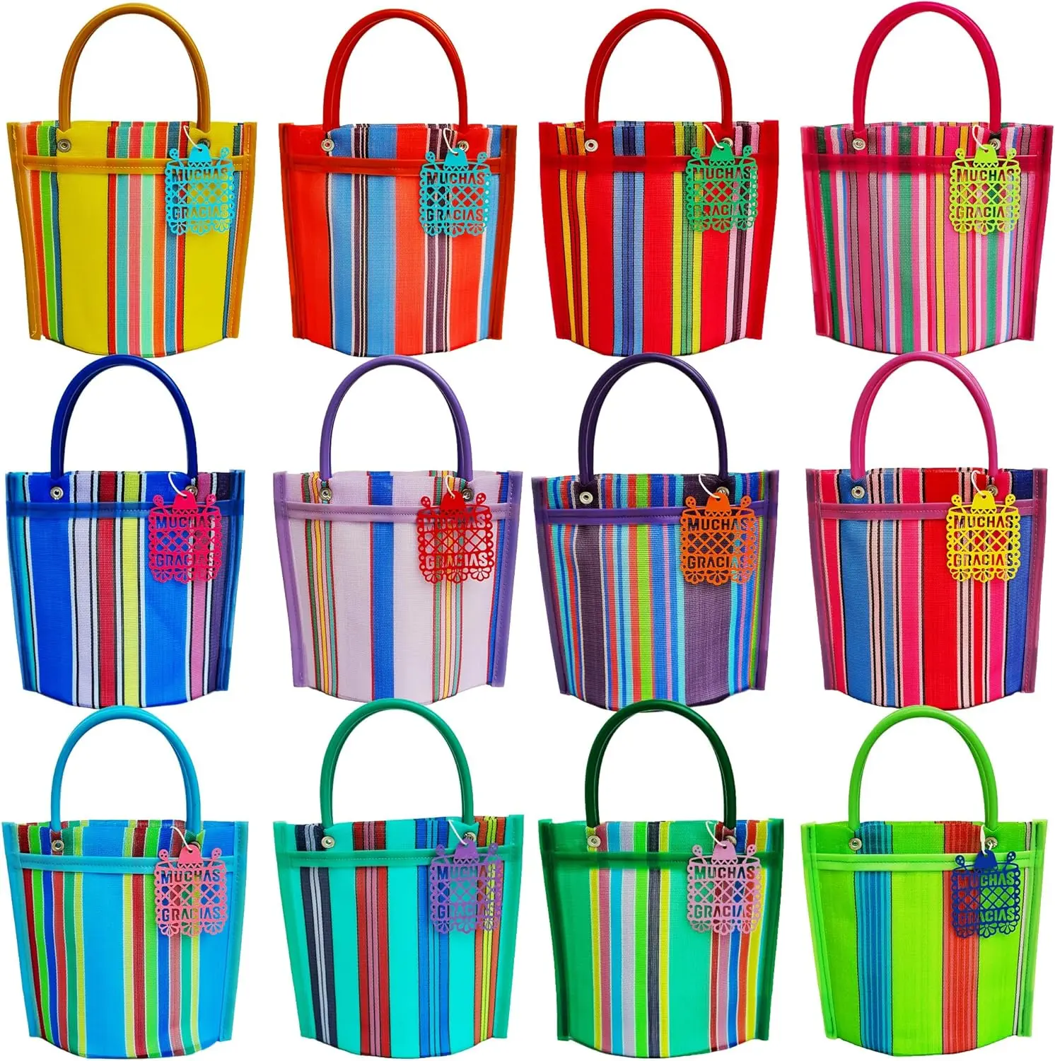 12 Mini Mercado Bags For Fiesta Mexicana Party Favors & Mexican Papel Picado  Tags