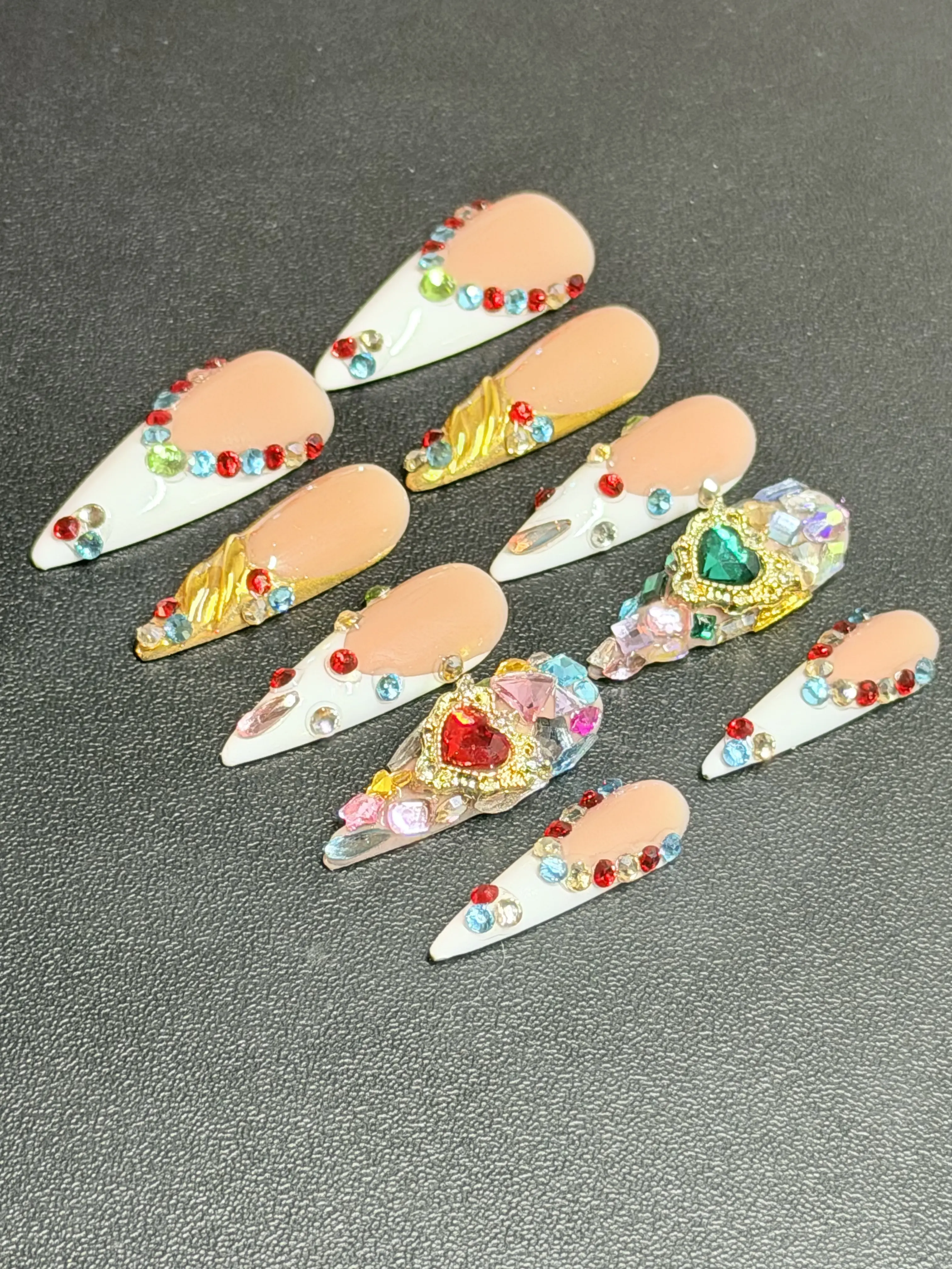 Colorful diamond nails