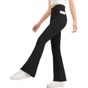 X-UDW009   Girls Flare Leggings Kids Bell Bottom High Waisted Dance Yoga Flared Pants