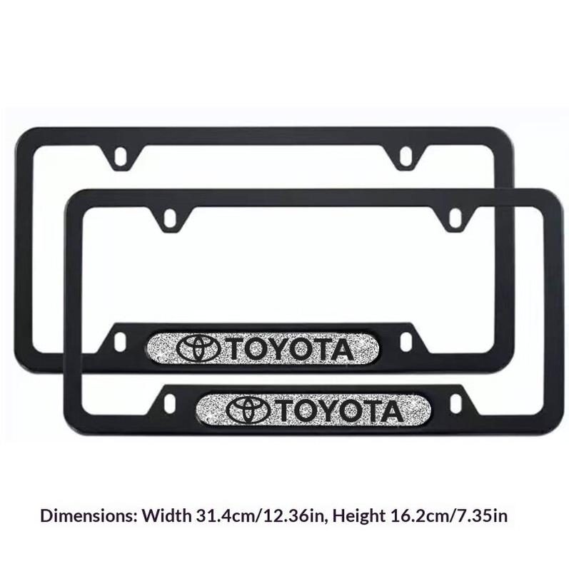 for Toyota（Customize your own logo） 2-Pack Premium Carbon Fiber License Plate Frame Durable Rust-Proof Aluminum Alloy Unisex Universal Holder with Screws & Diamond-Emblem Logo