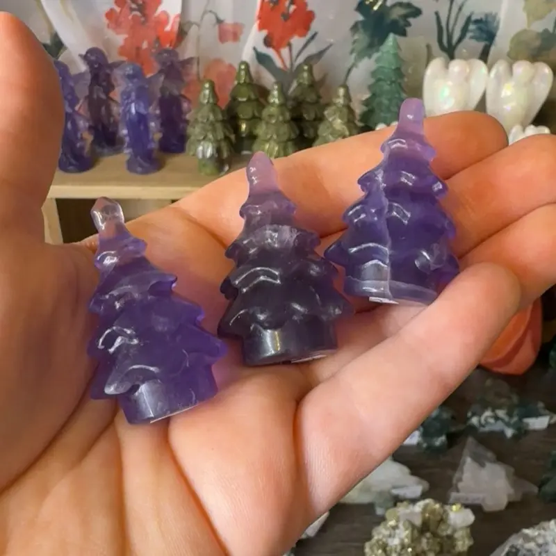 Purple Fluorite Christmas Tree Crystal - Natural Beauty for Holiday Decorations