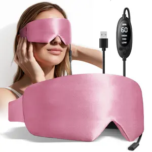 Silk Heated Eye Mask for Dry Eyes: Warm Compress for Stye, Blepharitis & Chalazion - USB Electric Stable Moist Heating Eye Pads for MGD & Sinus - Temperature & Timer Control,Ideal for Sleep & Travel Pink