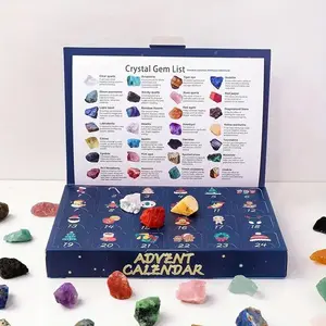Christmas Countdown Crystal Blind Box, Contains 24 Random Natural Crystals, Advent Calendar, DIY Surprise, Christmas Party Gift