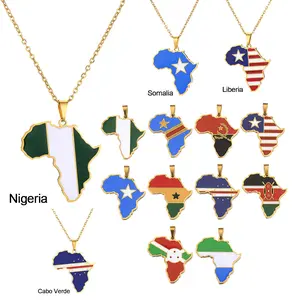Creative World Map Flag Necklace Map Jewelry Pendant Men and Women Jewelry Popular Necklace