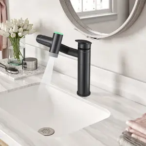 1080° Rotatable, Foldable, Easy - to - Install, Single Hole Bathroom Vanity Faucet with Solid Brass Body - Height Adjustable, Single Handle, 2 Water Outlet Modes, Rust - Resistant, Bar Sink Faucet with Temperature Display, Ideal for Standard Bathrooms
