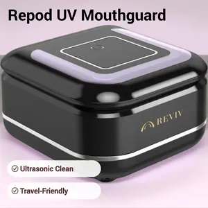 Reviv RePod UV Sanitizing Case for Mouthguards 42,000 Hz Ultrasonic & UV-C Light USB-C Power Portable Automatic Operation Black Oral Cleansing Daily Lid