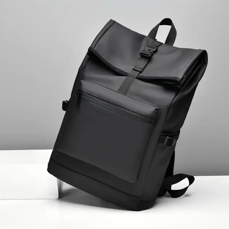 Large Capacity Backpack - Stylish Solid Black Travel & Commuter Bagwith Adjustable Straps, Multiple Compartments, TravelBackpack