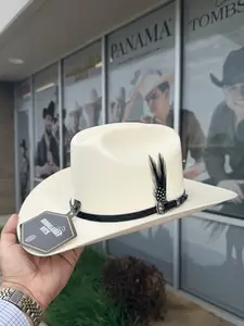 5,000x El Rey (Copa Chica falda/brim 3.25") Marca Guadalajara Hats (Pluma Negra)