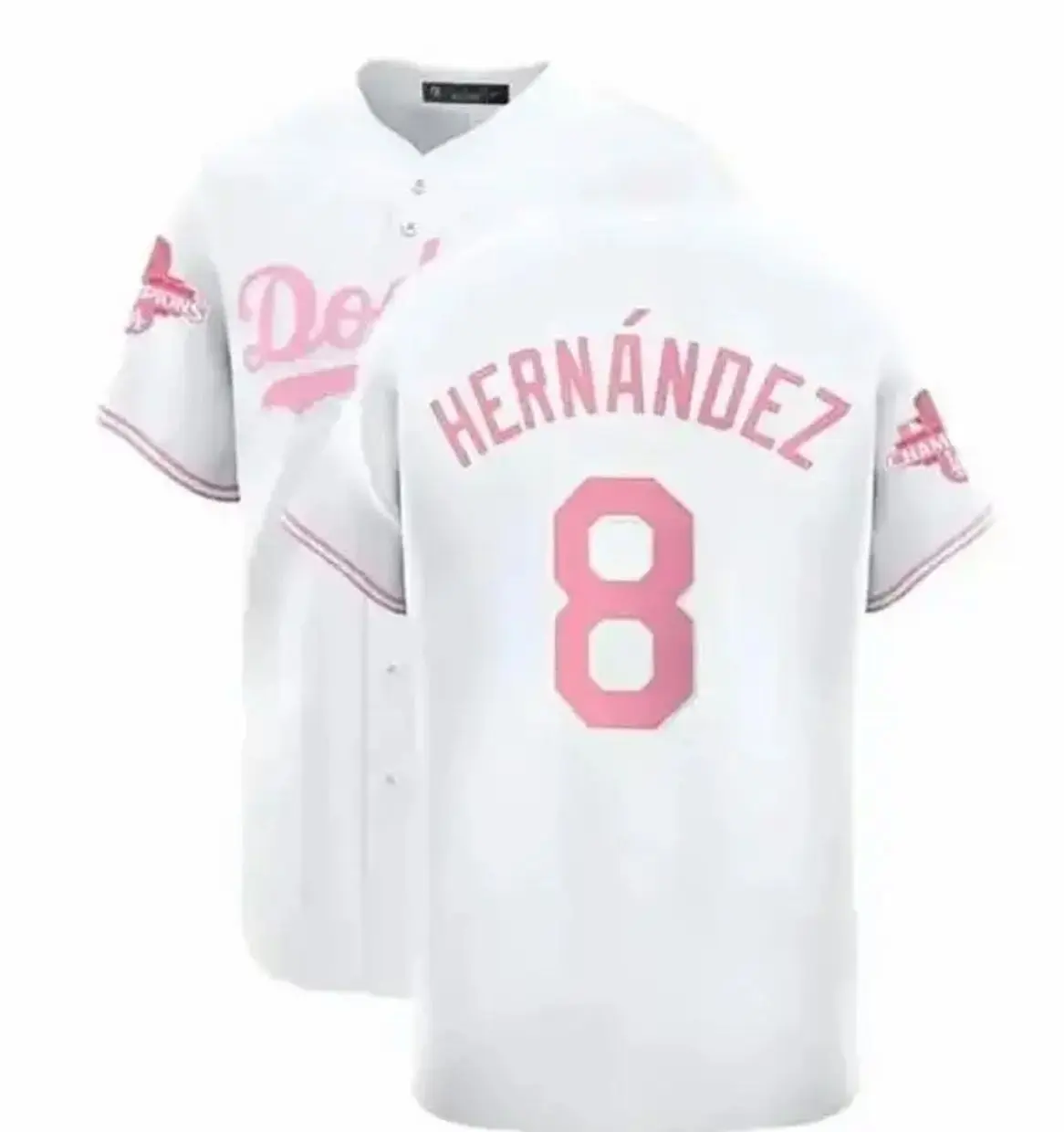 Hernández #8 Pink Baseball Jersey, White Pastel Limited Fan Shirt, Summer Cosplay Outfit