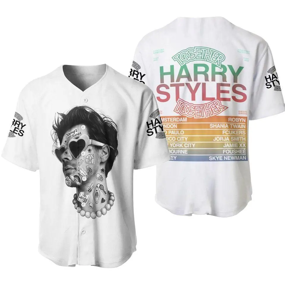 Personalized Harry Together Tour 2026 White Baseball Jersey Unisex Concert Merch Shirt