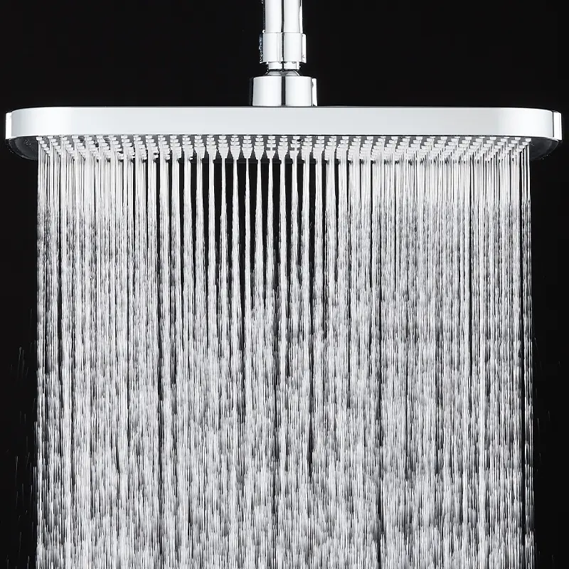 Large Panel Square Top Shower Head, Rain Shower Head, Rainfall Fixed Showerhead, Fixed Showerheads, Wall-Mounted Overhead Shower with Multiple Spray Options, Durable Plastic Bathroom Shower Tool
