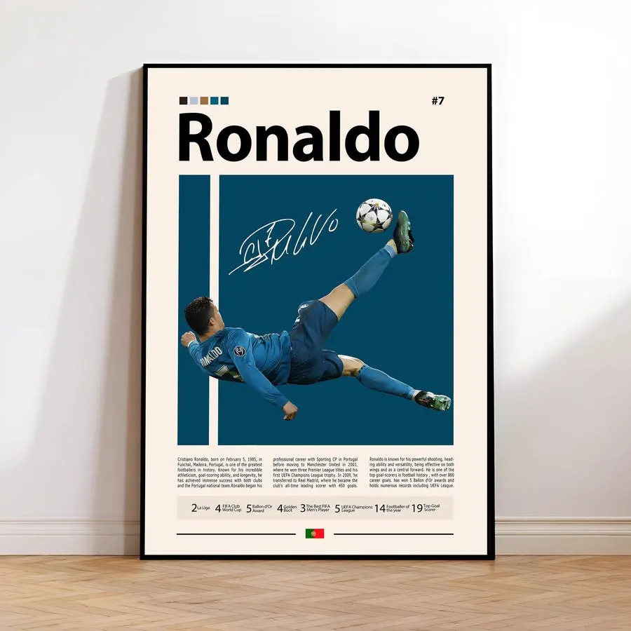 Cristiano Ronaldo Poster, Real Madrid Poster, Soccer Gifts, Sports Poster, Football Poster, Soccer Wall Art, Sports Bedroom Posters