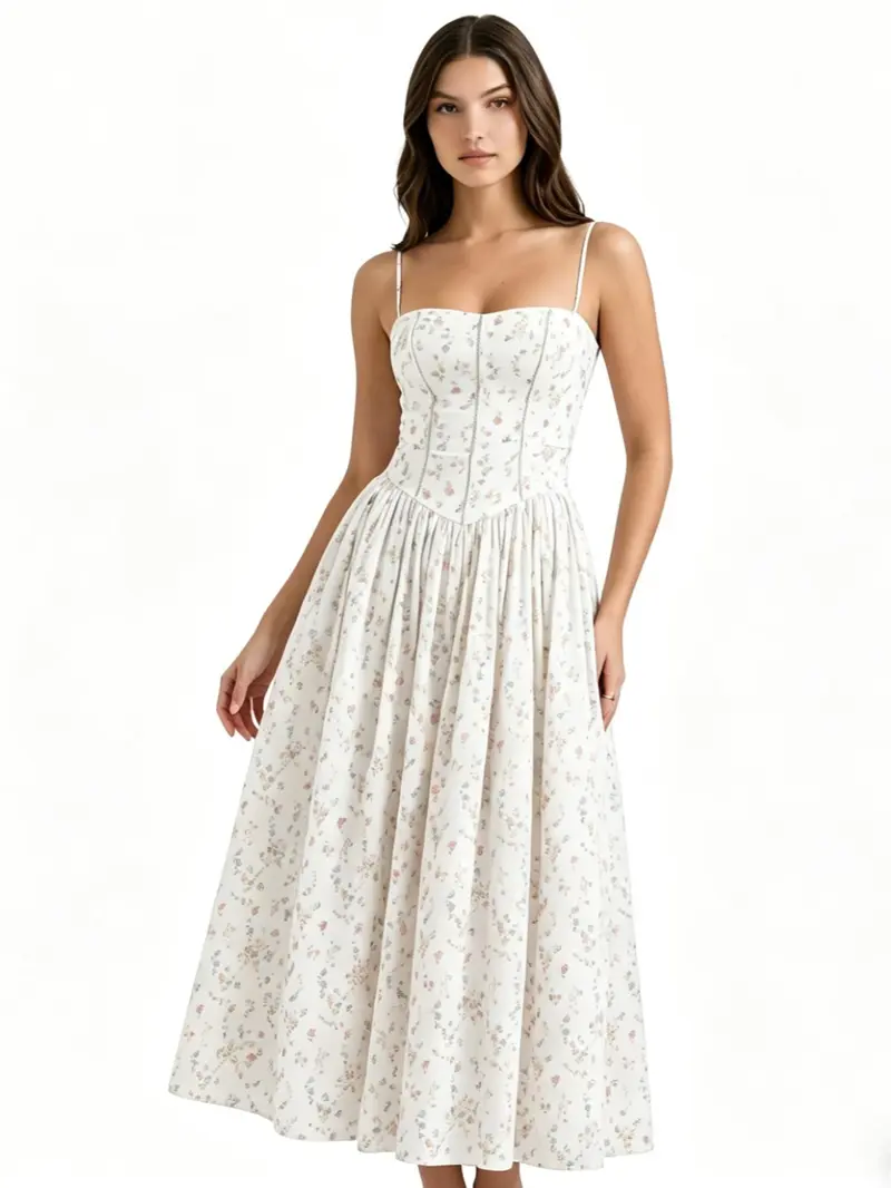 white christmas dresses Cottage Bloom Embroidered Cotton Slip Dress main image 0