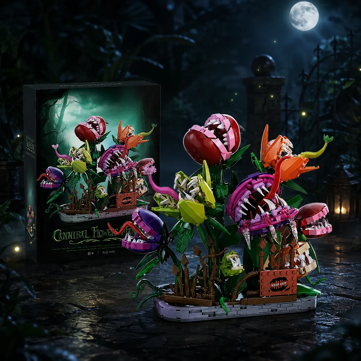 Carnivorous Plant Manor Building Block Set, 1266PCS Gothic Dark Fantasy Monster Flower Garden Model Kit for Adults, DIY Puzzle Room Decor Halloween Display Birthday Gift for Plant Lovers brick