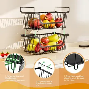 4 Pack Portable Kitchen Wire Storage Basket, Countertop Organizer for Fruits, Snacks, Condiments and Bottles