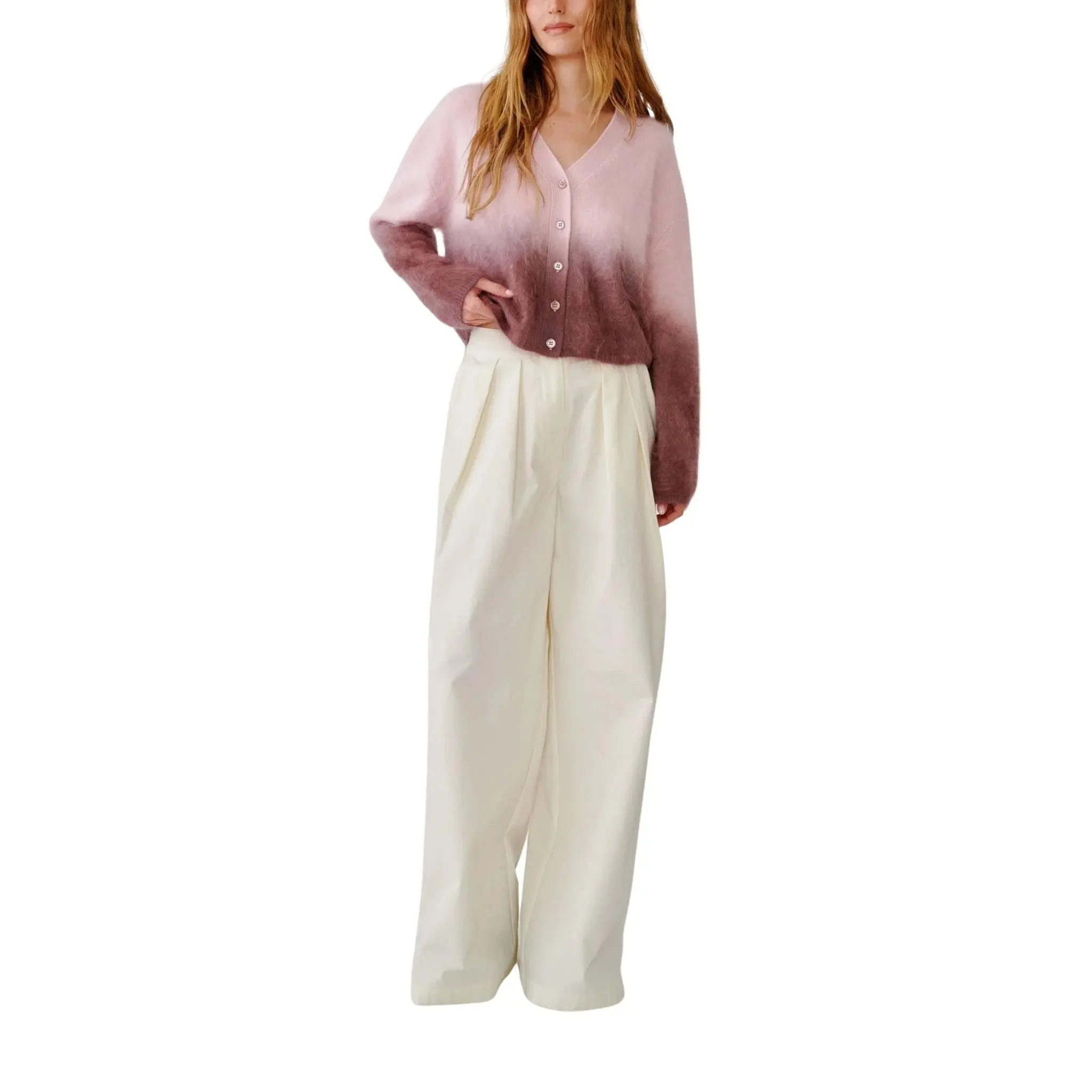 Sablyn Jolie F V-Neck Cropped Ombre Crewneck