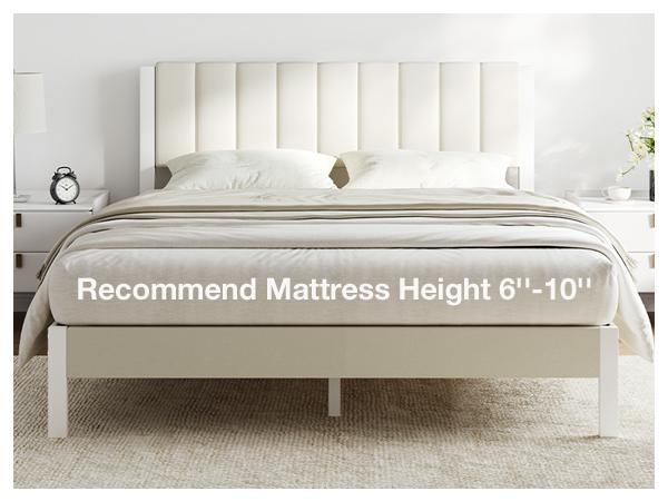 Bed Frame Upholstered Platform Full/Queen/King Bed Frame with Adjustable Headboard, Strong Weight Capacity, No Box Spring Needed, Easy Assembly, Grey Modern Unique Bedroom Furniture