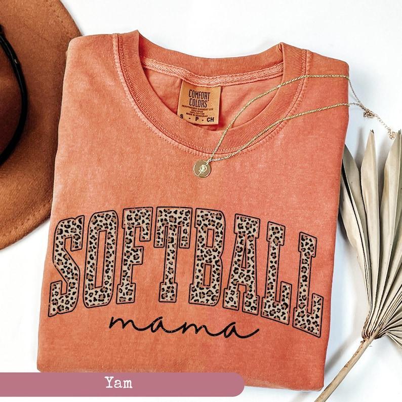 Comfort Colors Leopard Softball Mama Tee, Mothers Day Gift For Softball Mom, Gift For Softball Lover Mom Shirt, Softball Season Mom Shirt