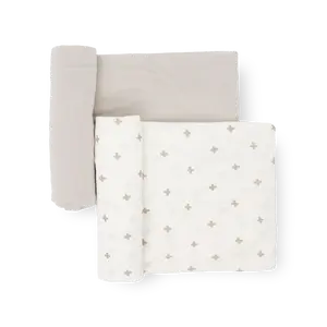 Stretch Knit Swaddle Blanket 2 Pack - Grey Cross