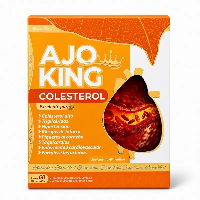 Ajo King Cholesterol Support Capsules – Garlic Extract Supplement for Heart Health, Healthy Cholesterol & Blood Flow – 60 Capsules