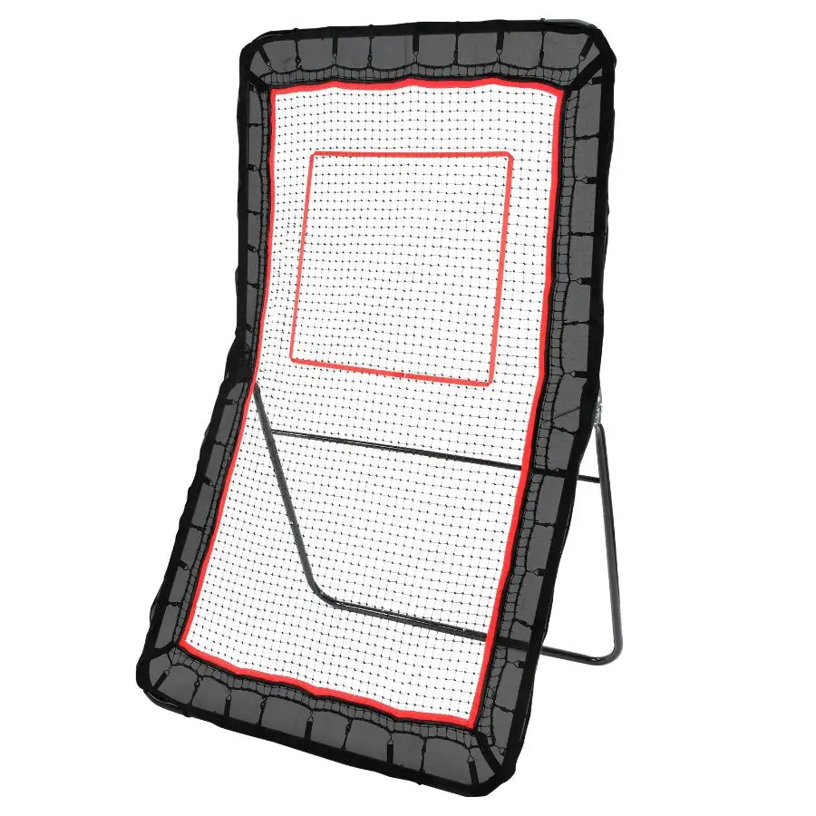 fathersdaygift VEVOR Lacrosse Rebounder for Backyard, 4x7 Ft Volleyball Bounce Back Net, Pitchback Throwback Baseball Softball Return Training Screen, Adjustable Angle Shooting Practice Training Wall with Target