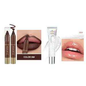 2-Piece Lipstick + Lip Liner Set, Matte Lip Liner, Precision Shaping, Long-Lasting Hydrating Gloss, Perfect for Any Makeup, Valentine's Gift, Lipliner