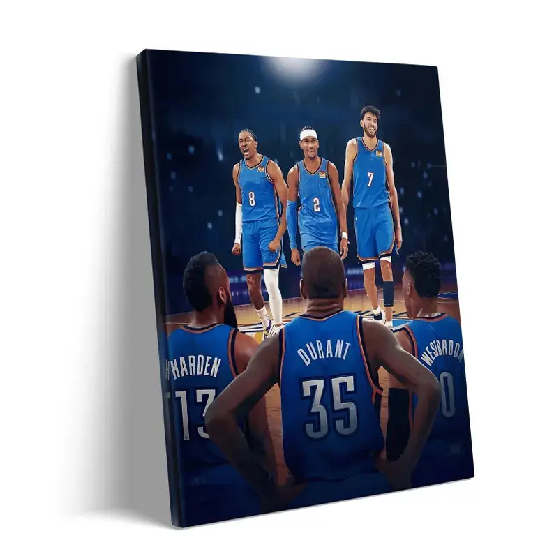OKC Legends vs Rising Stars Poster, Durant Westbrook Harden vs SGA Giddey Jalen Print for Man Cave Decor, Oklahoma City Basketball Print for Sports Room Decor, SGA Fan Gift, Basketball Gifts, Athlete Artwork, Basketball Poster