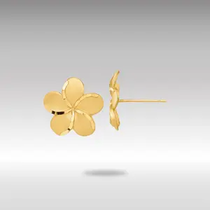 14K Gold Plumeria French Wire Earrings - Model TM761